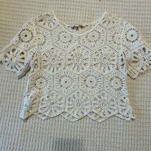 Rebellion Cream Cropped Embellished Blouse